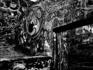 Graffiti on a concrete structure. Photo credit: Gabino Iglesias.